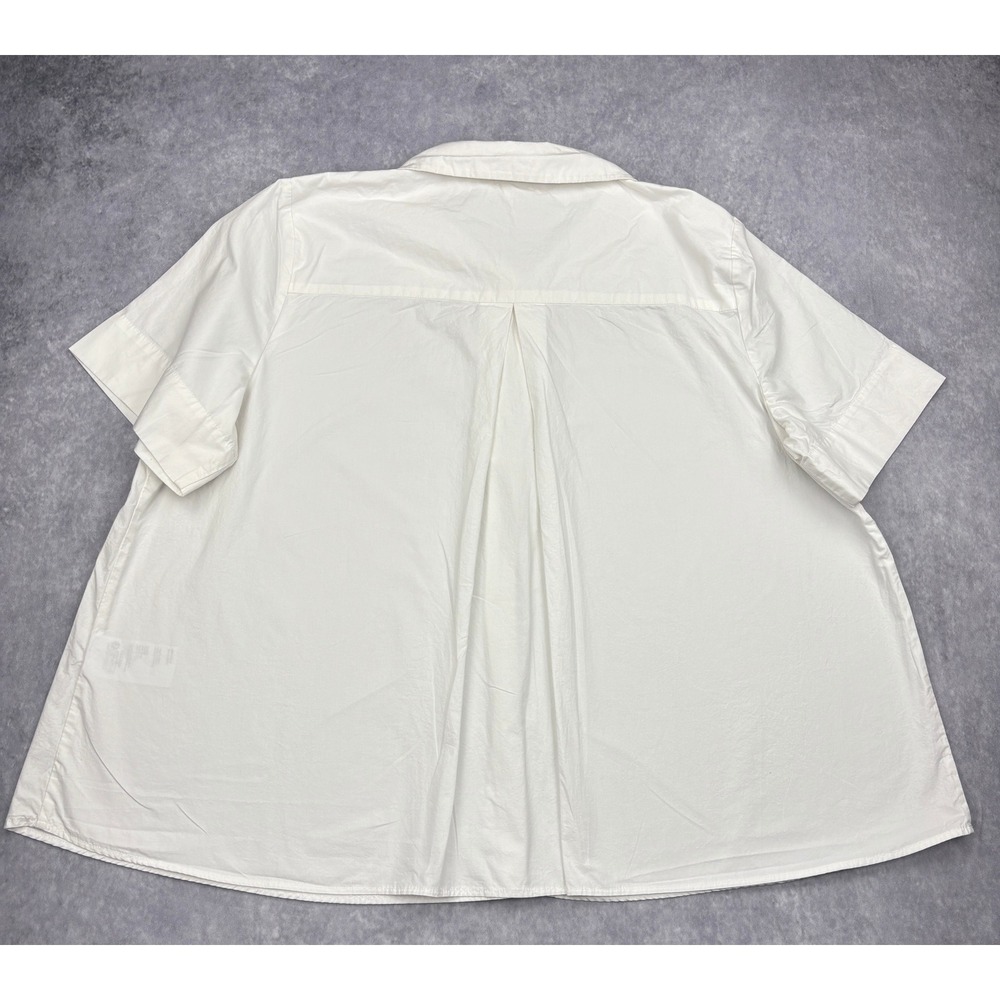 Anthropologie Shirt Womens XL White Cotton Poplin Short Sleeve Trapeze Swing Top - Picture 2 of 7